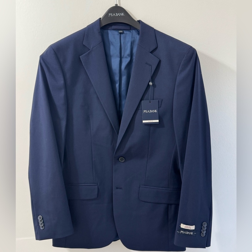 Jos. A. Bank Navy Blue Slim Fit Blazer, 38R, NEW WITH TAGS